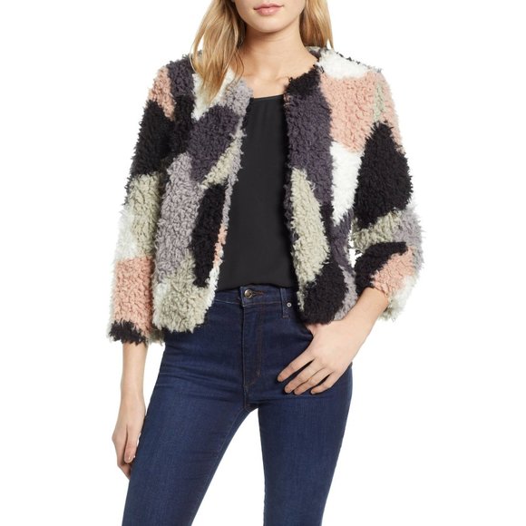 1. State Faux Fur Crop Jacket - Picture 1 of 7